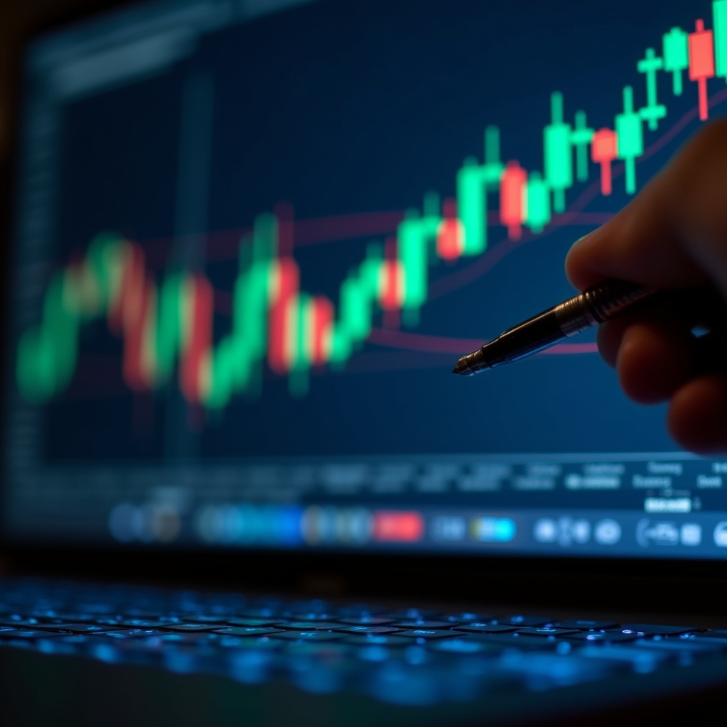 Candlestick chart patterns displayed on a trading screen
